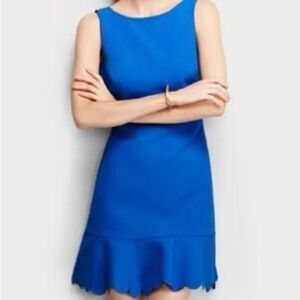 J. Crew Factory Sleeveless Blue Scallop Hem V-Back Elegant Cocktail Dress. 0.